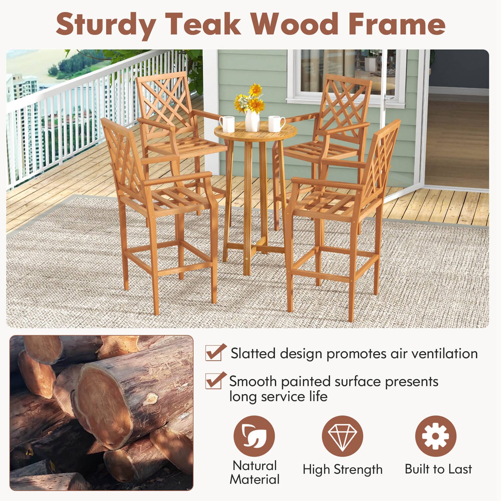 Sturdy Teak Wood Frame: A slatted design promotes air ventilation, while a smooth painted surface presents a long service life. The natural material and high strength ensure that the frame is built to last.