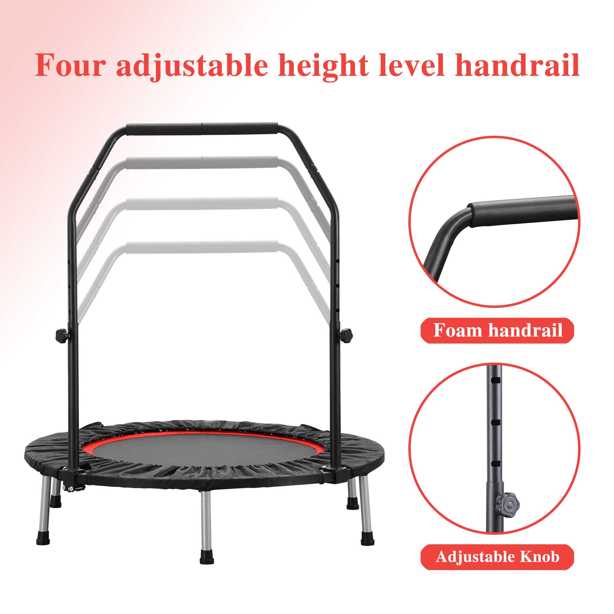 Four adjustable height level handrail, Foam handrail, Adjustable Knob