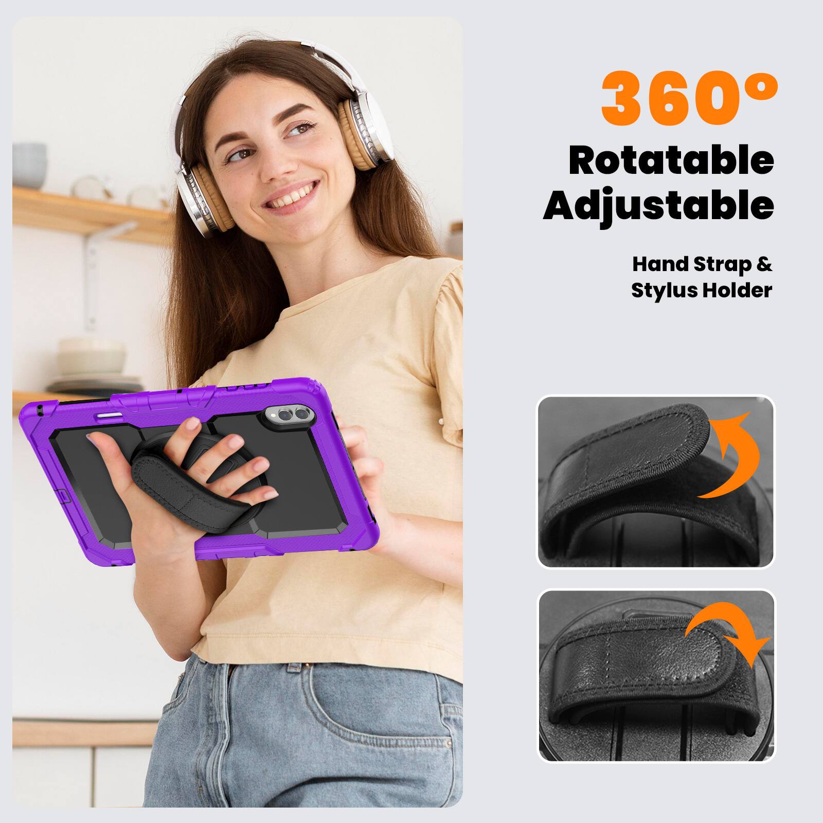 360° Rotatable Adjustable Hand Strap & Stylus Holder