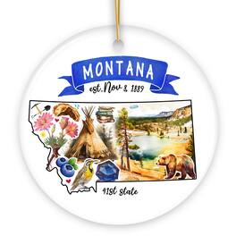 OrnamentallyYou - Artistic Montana State Themes and Landmarks Christmas Ornament - Multi-colored