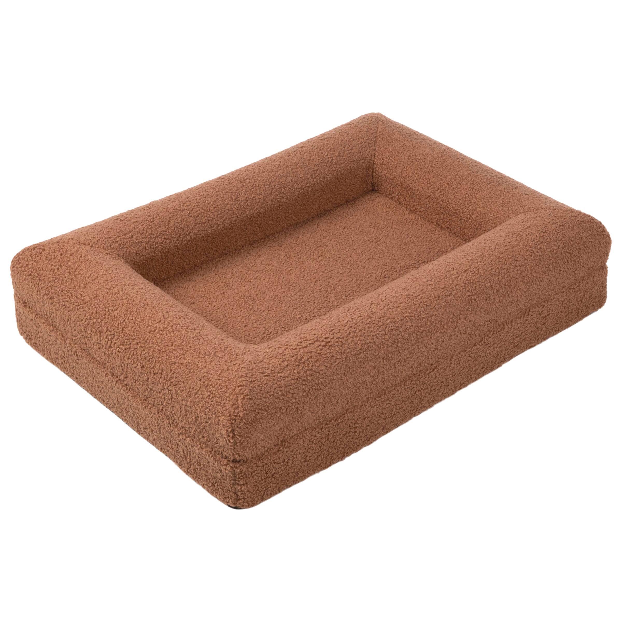 Front. PetMaker - 26in Small Dog Bed with Bolster - Brown.