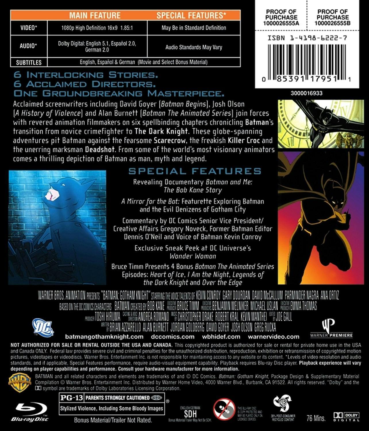 Back. Batman: Gotham Knight [Blu-ray].