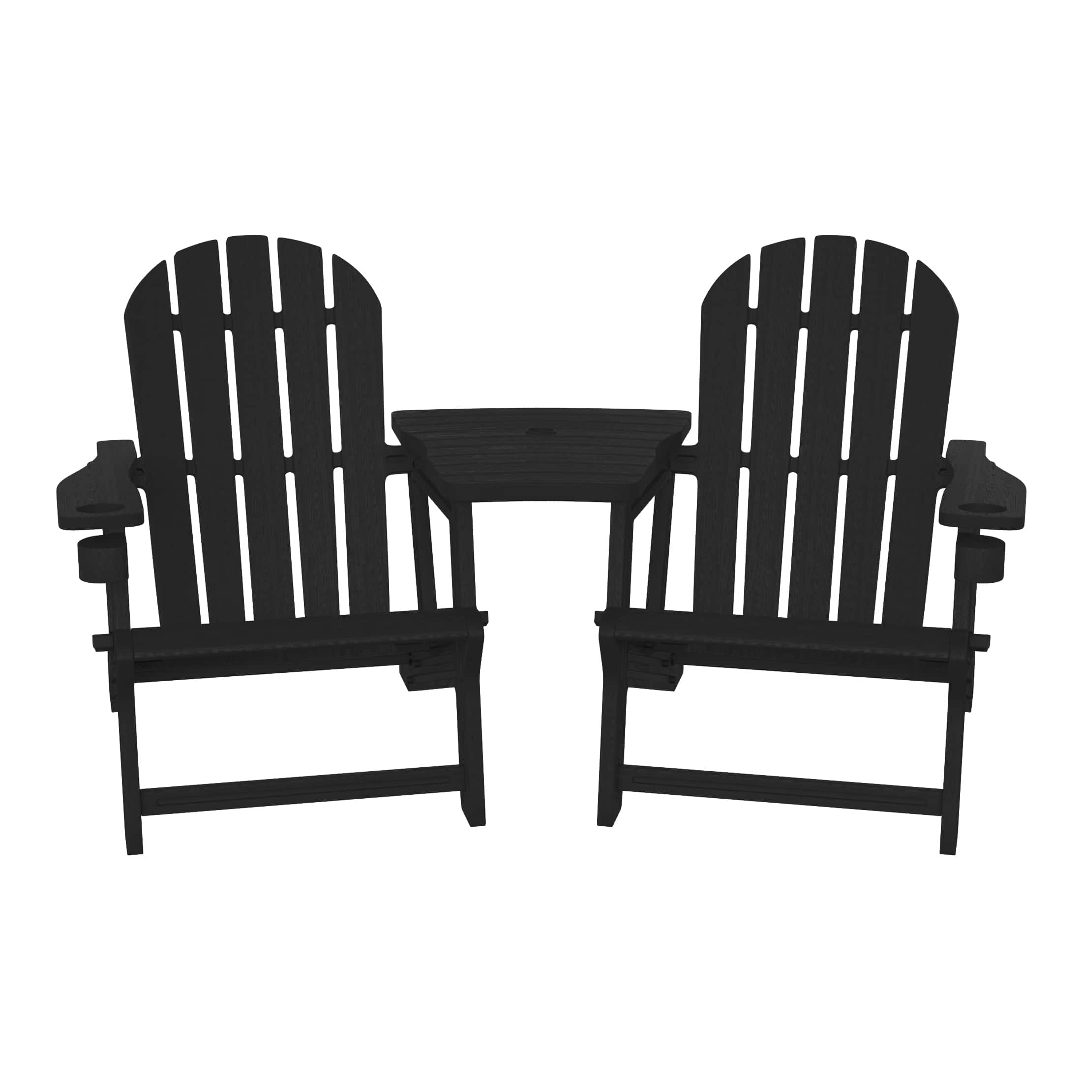 WestinTrends - Azura Outdoor HDPE Adirondack Chairs With Connecting Table Tray (Set of 2) - Black price history on PriceWatchPro
