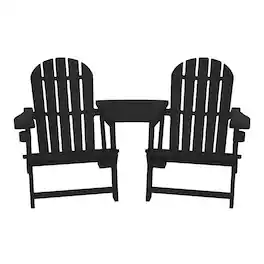 WestinTrends - Azura Outdoor HDPE Adirondack Chairs With Connecting Table Tray (Set of 2) - Black