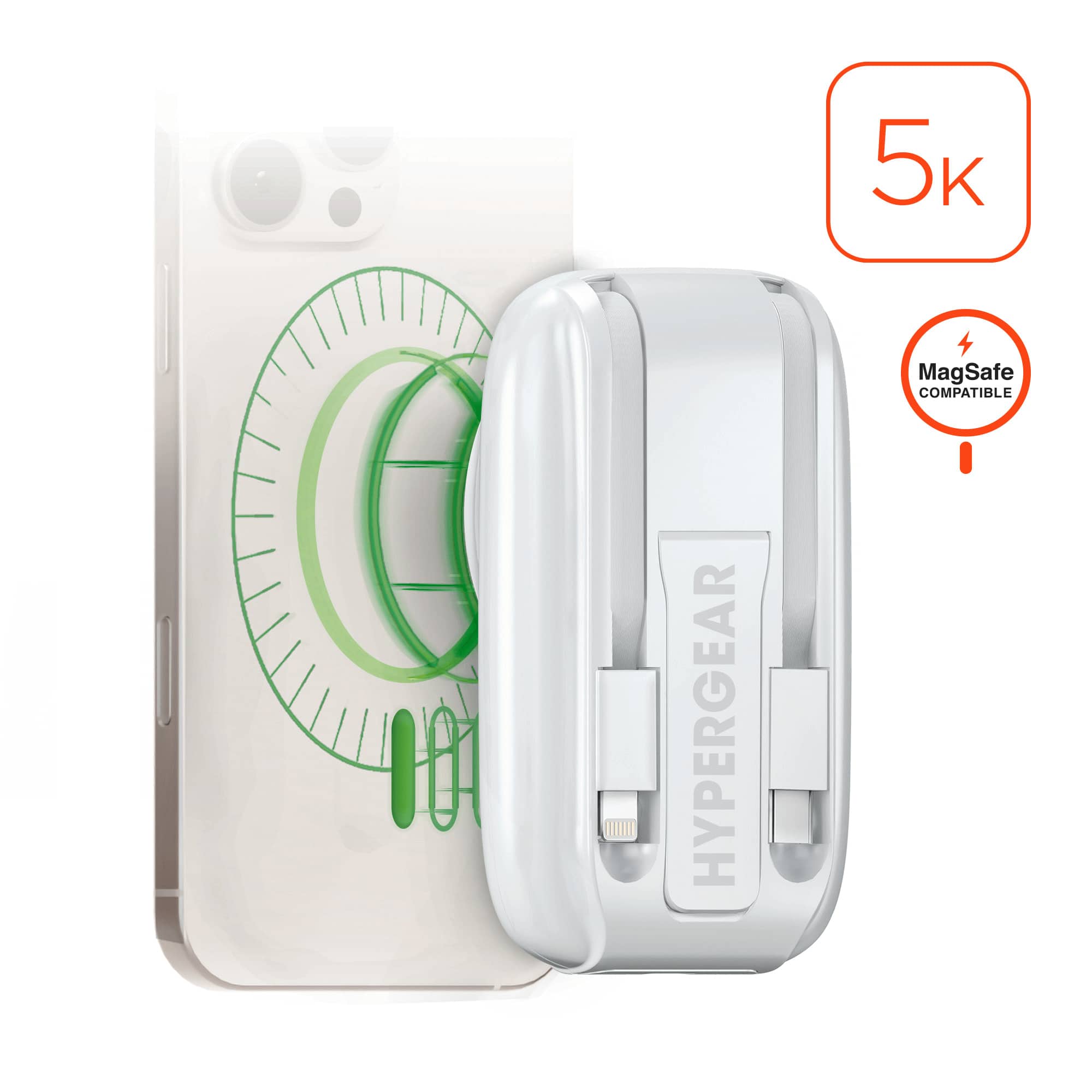 HyperGear - Mag Grip Go 5000mAh Wireless Power Bank - White
