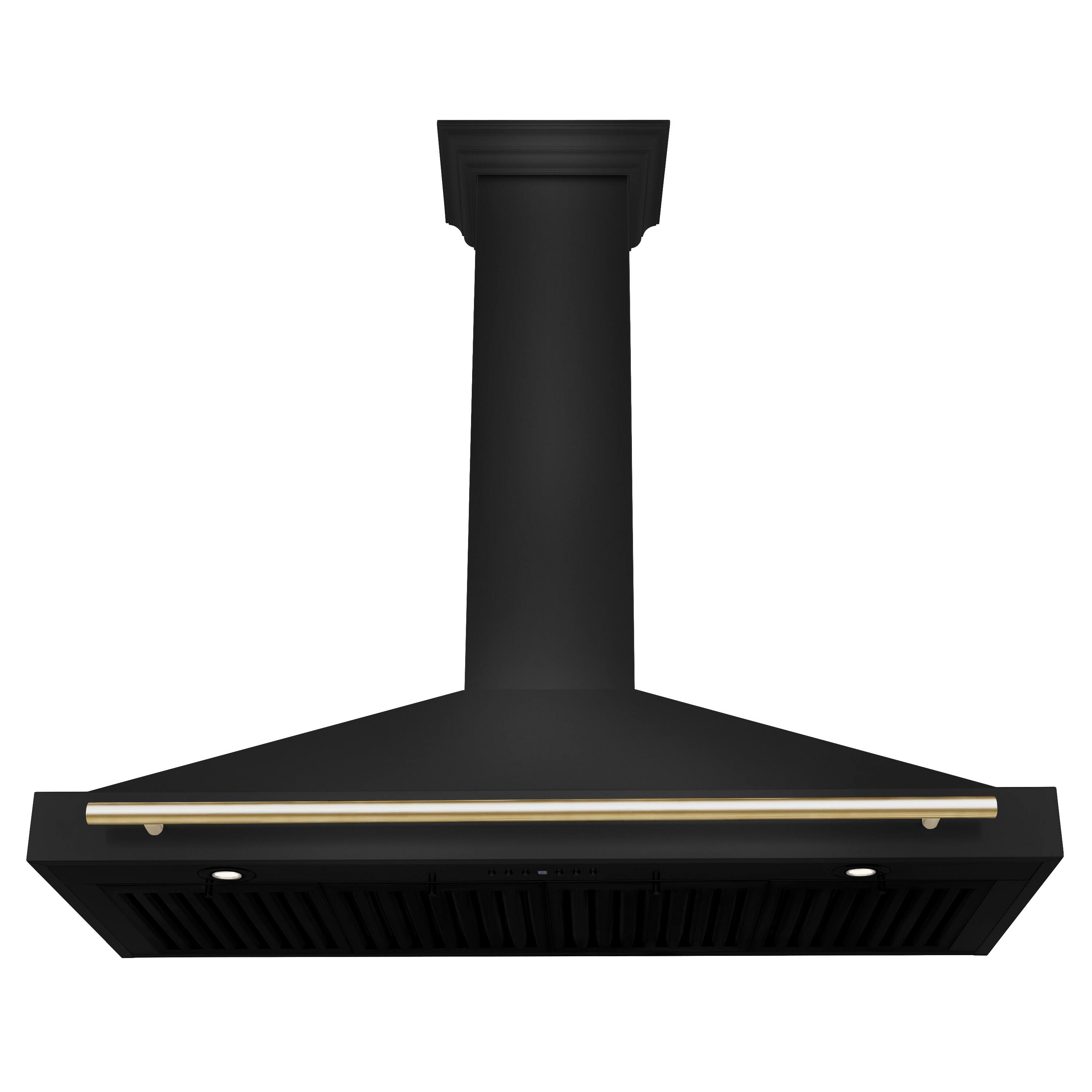 Back. ZLINE - 48 in. Autograph Edition Wall Mount Range Hood with Polished Gold Handle (BSKB4Z-48-G) - Black Stainless Steel.