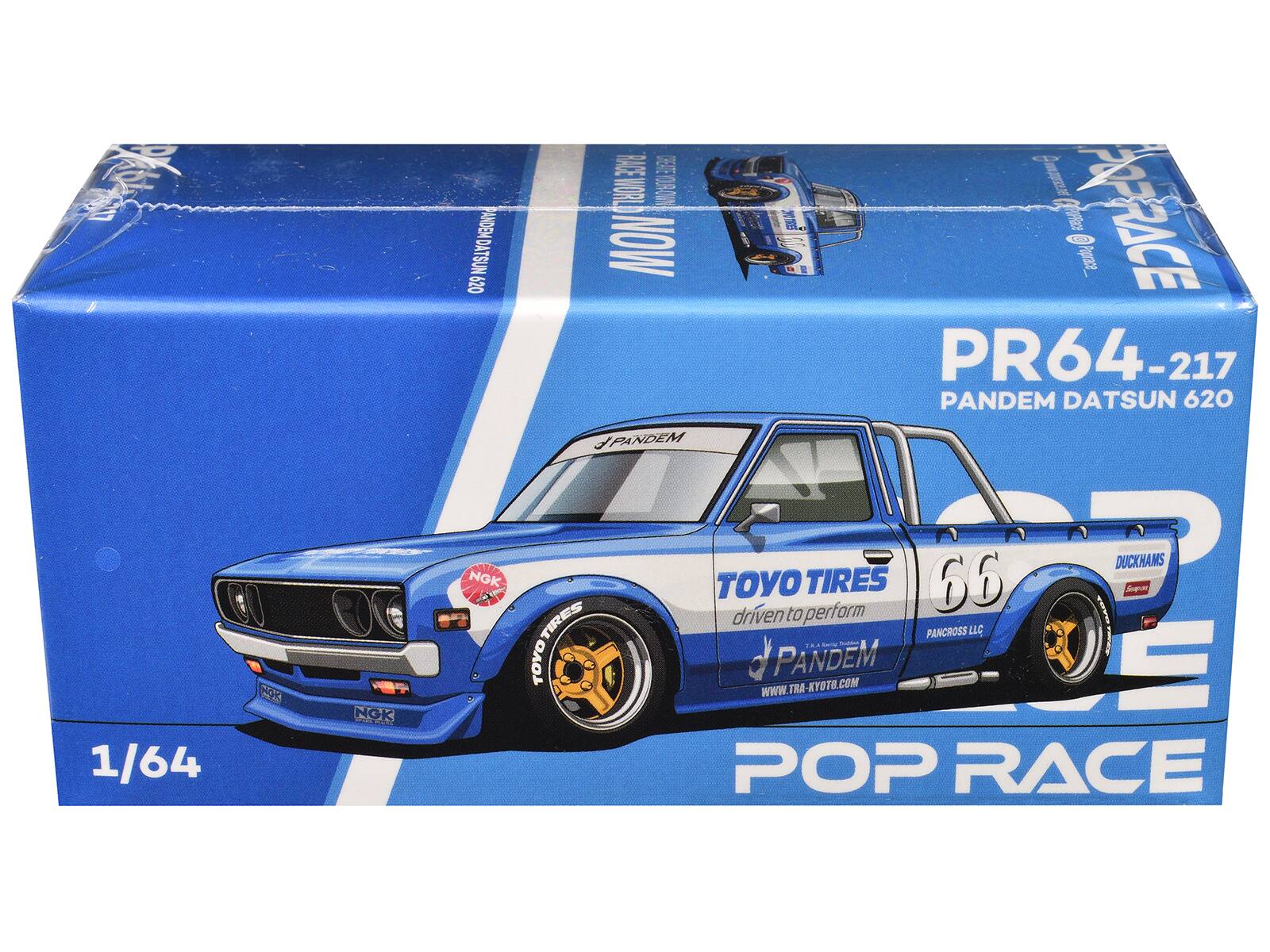 PANDEM DATSUN 620  
PR64-217  
1/64  
TOYO TIRES  
driven to perform  
PANCROSS LLC  
DUCKHAMS  
NGK  
POP RACE  
WWW.TRA-KYOTO.COM
