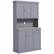 Front. Homcom - 71" Buffet with Hutch, Modern Farmhouse Kitchen Pantry Storage Cabinet with Microwave Oven Countertop, Drawer & Cupboard - Gray.