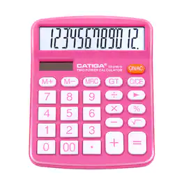 CATIGA - Desktop Calculators with Large LCD, Basic 4 Functions Calculator Dual Power New Pink