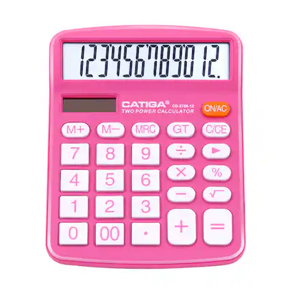 1234567890.12
CATIGA® CD-2786-12 TWO POWER CALCULATOR
ON/AC M+ M- MRC GT C/CE 7 8 9 ÷ 4 5 6 × 1 2 3 - 0 0 + =