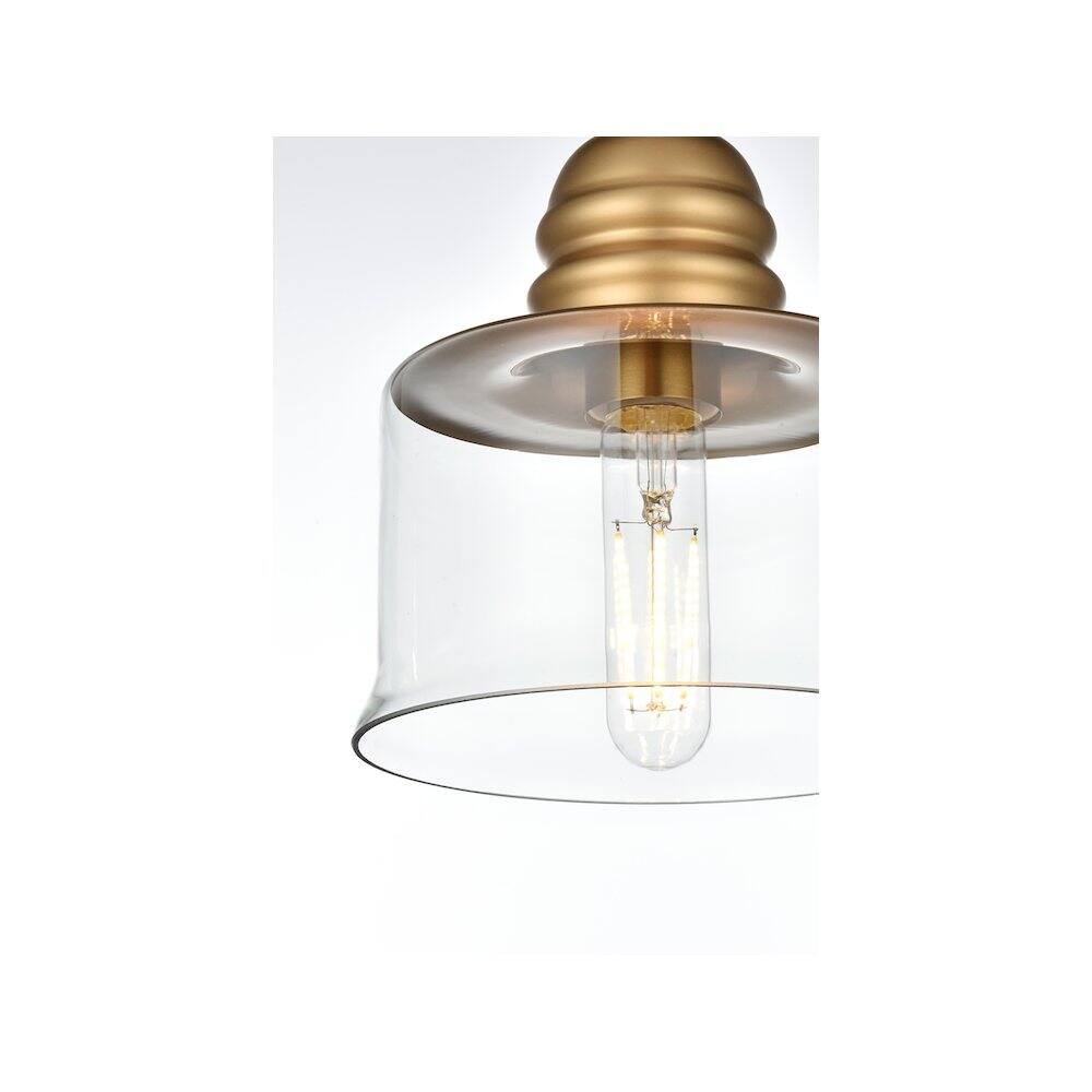 Alt View 4. Living District - Kenna 6.5 Inch Pendant Clear Shade in Satin Gold - Satin Gold And Clear.