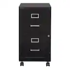 Front. OSP Home Furnishings - 2 Drawer Mobile Locking Metal File Cabinet - Black.