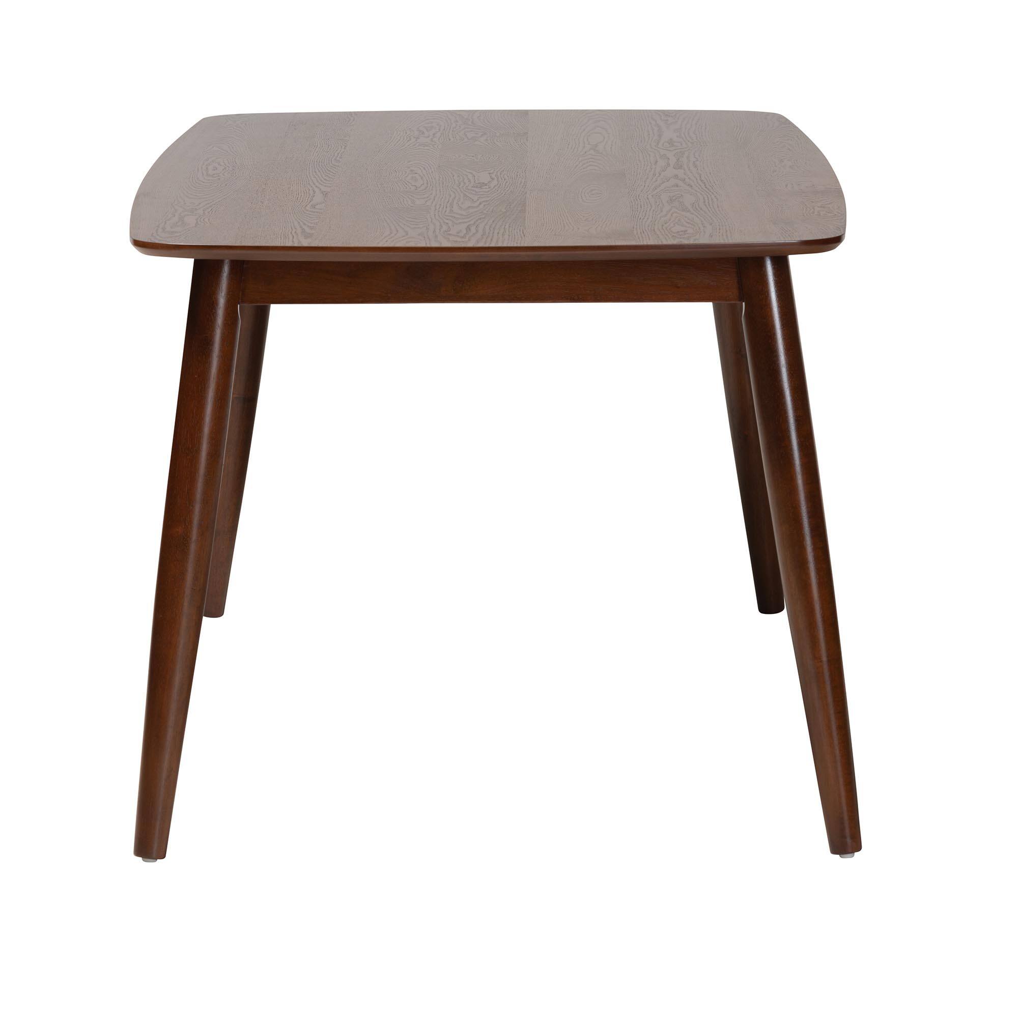 Left. Baxton Studio - Flora Mid-Century Modern Finished Wood Dining Table - Walnut Brown.