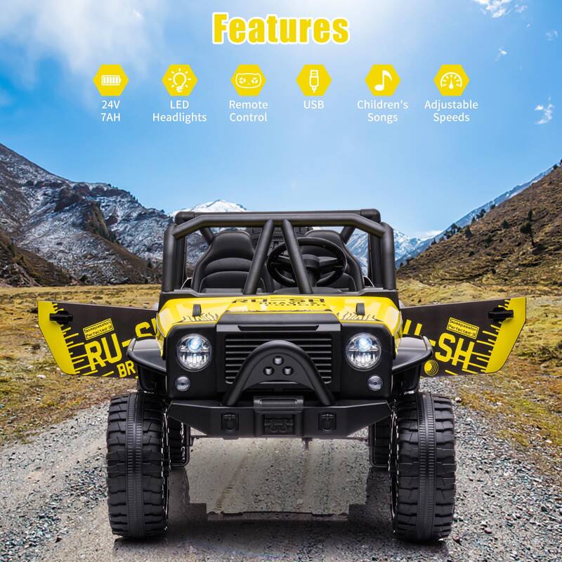 Features

- 24V 7AH
- LED Headlights
- Remote Control
- USB
- Children's Songs
- Adjustable Speeds