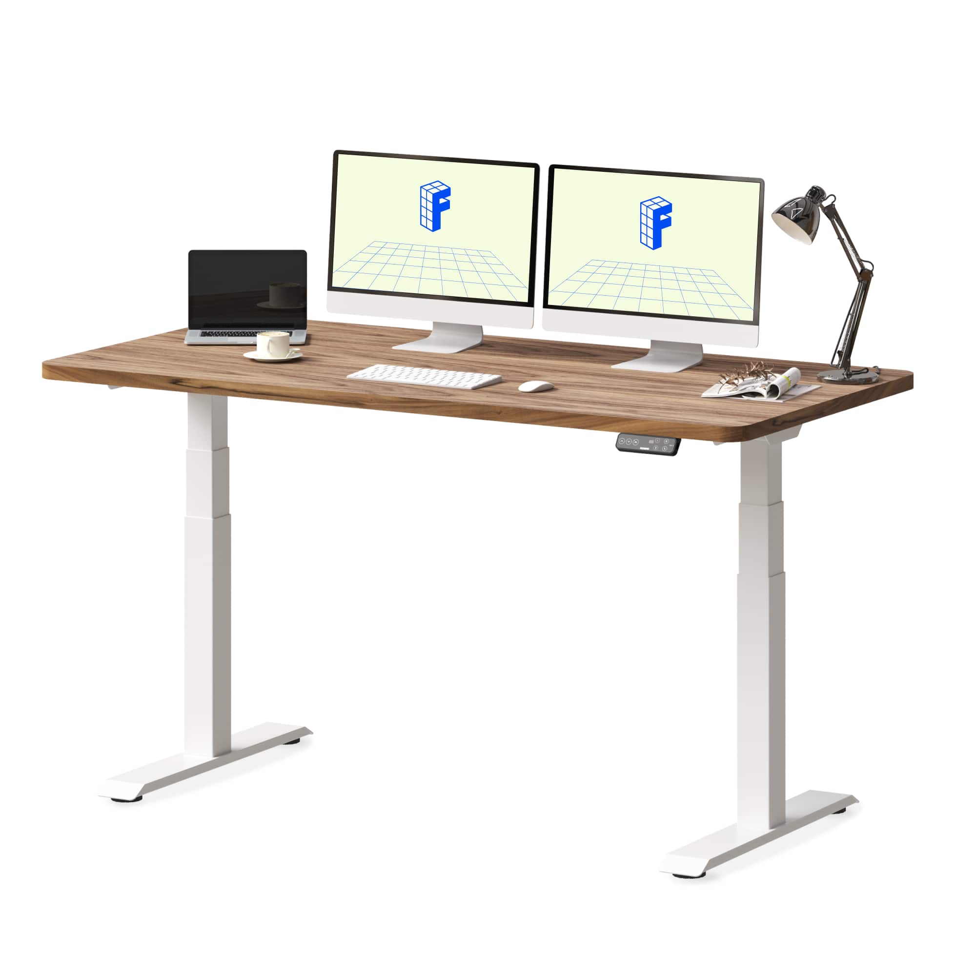 FlexiSpot E7 60''W Electric Adjustable Standing Desk, Black /White