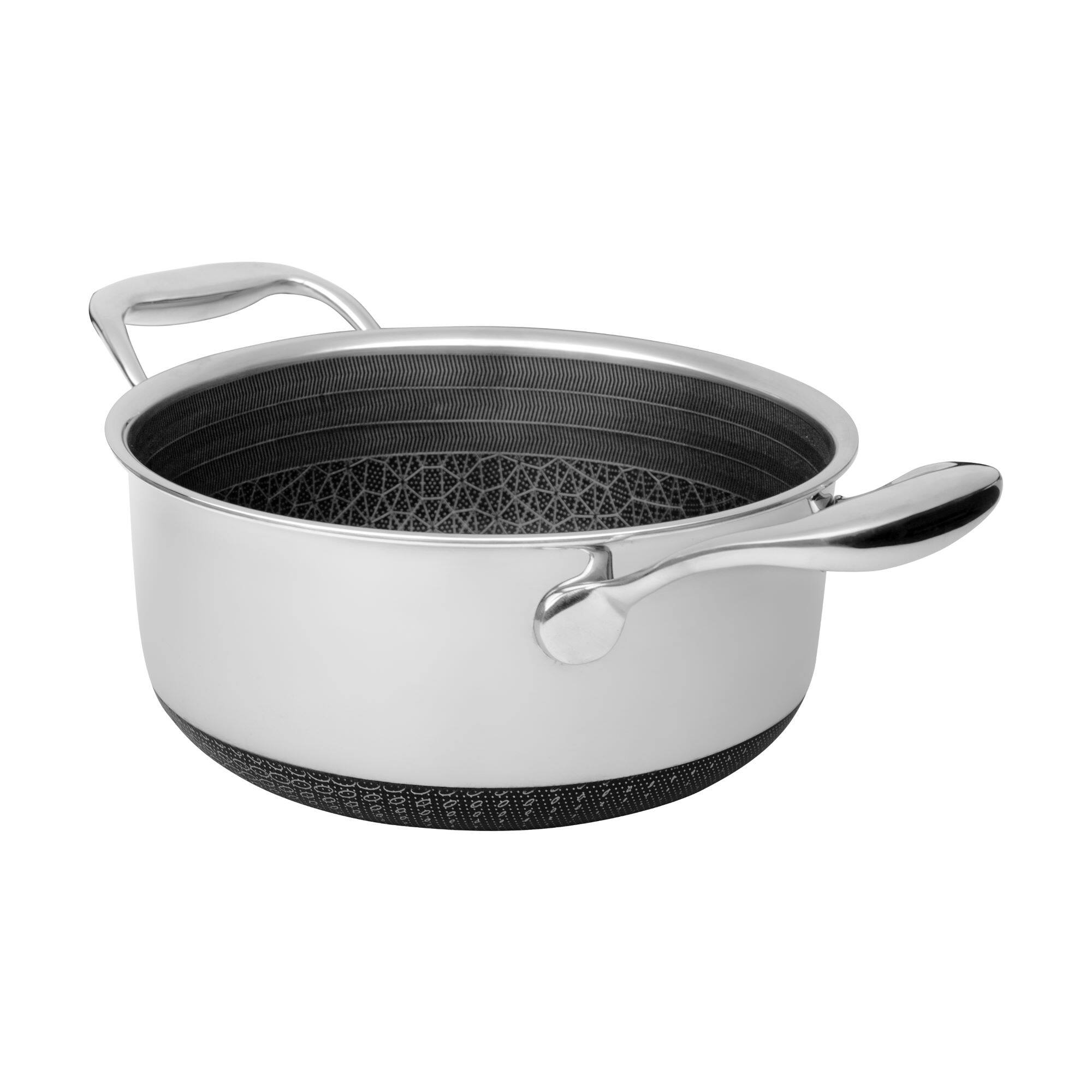 Alt View 2. Livwell Brands - DiamondClad™ 3 Quart Hybrid Nonstick Stainless Steel Stock Pot and Lid, Dishwasher Safe, PFOA-free – Silver/Black - Black/Silver.