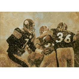 Deacon Jones Foundation - Pittsburgh Steelers "The Art of the Hand Off" Fine Art Canvas Print 24" x 34" by Artist Jason Robichau - Multicolor