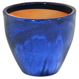Sunnydaze - 13.5 in Resort High-Fired Glazed Ceramic Planter - Imperial Blue