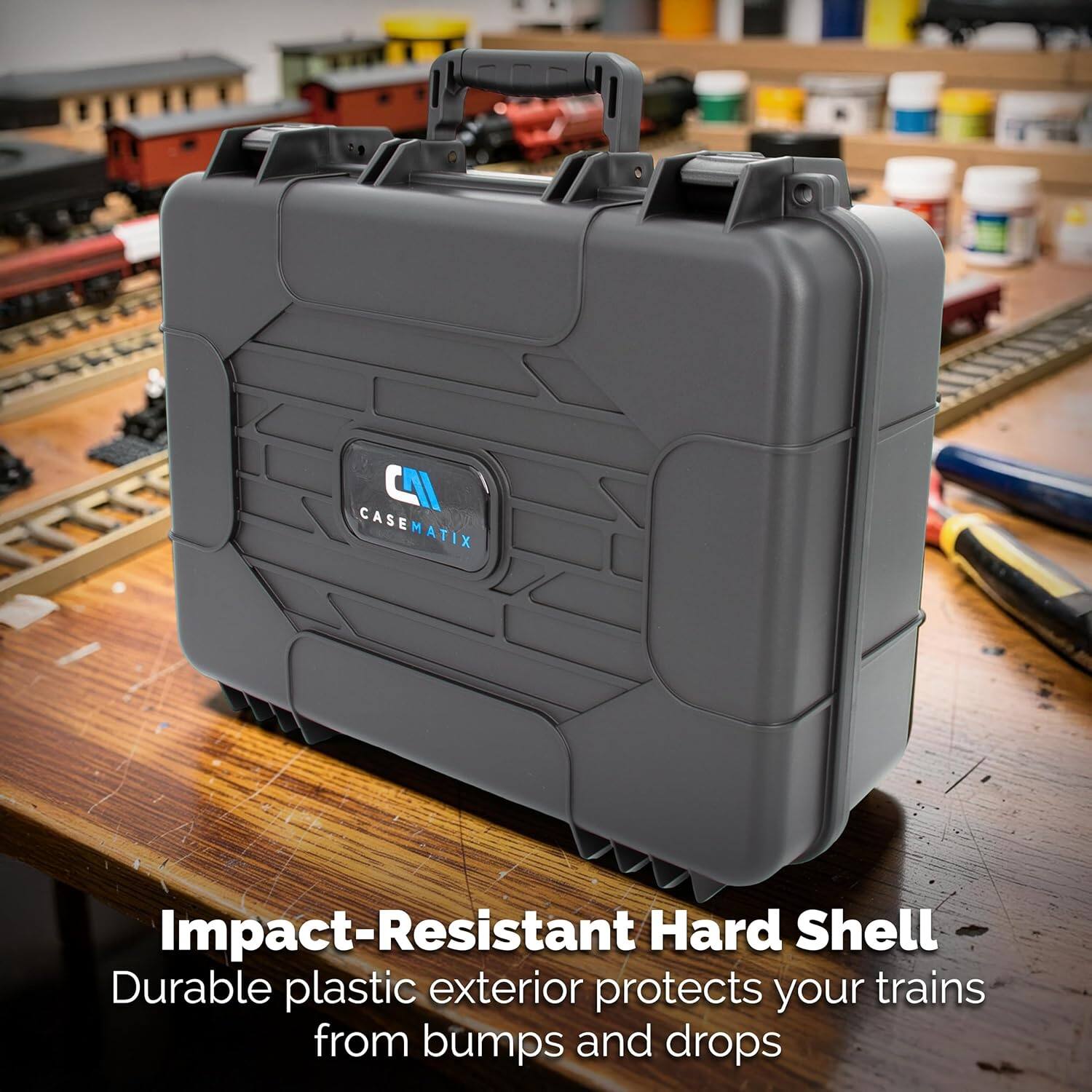 CASEMATIX ATIX Impact-Resistant Hard Shell  
Durable plastic exterior protects your trains from bumps and drops