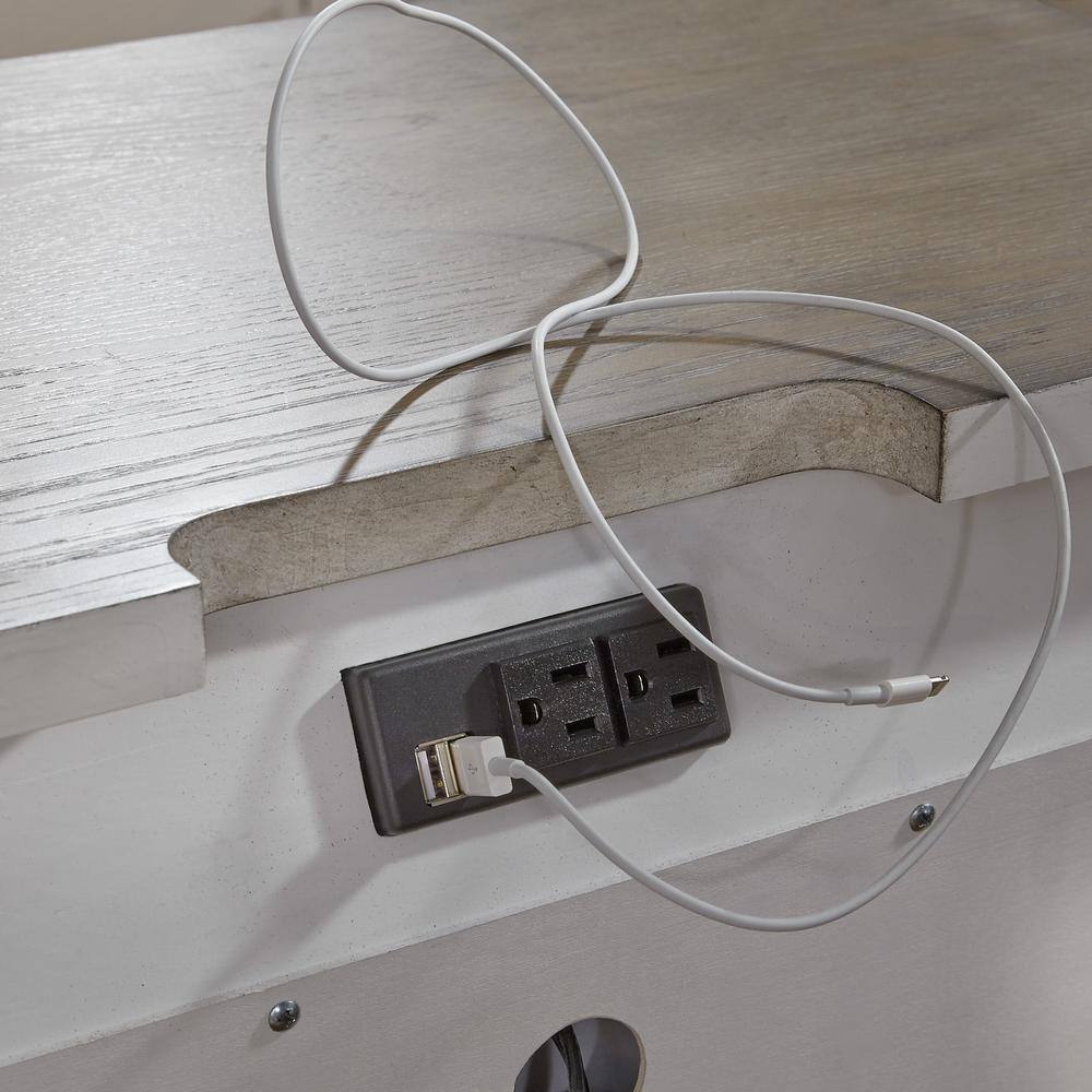 Alt View 4. Liberty Furniture Industries - Abbey Park 2 Drawer Night Stand w/ Charging Station in Antique White - White.