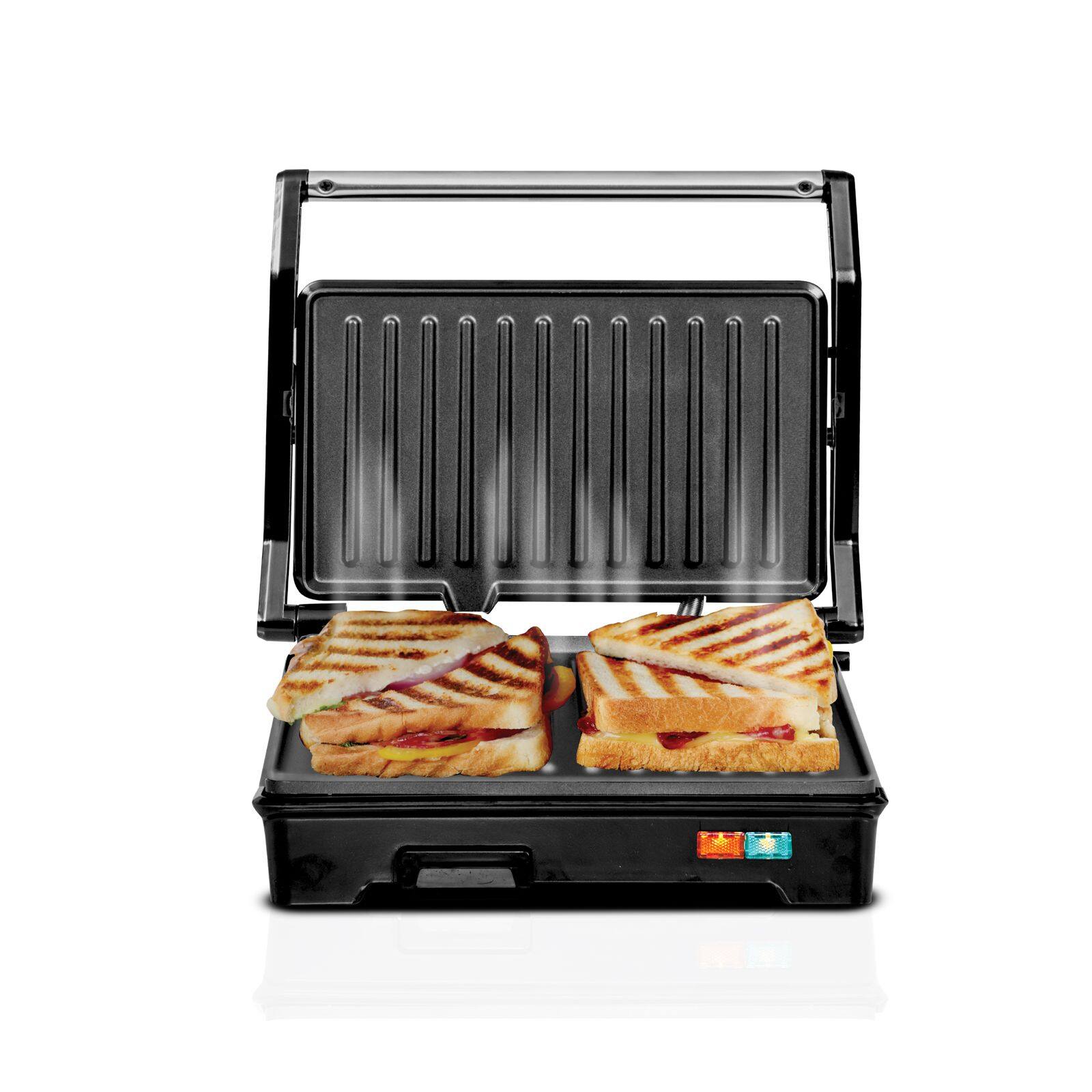 Alt View 1. Lumme - LummeHome 2-Slice Panini Press Grill Sandwich Maker Nonstick Plates 180° Opening Floating Hinge - Black.