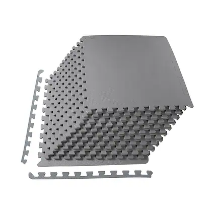 Front. BalanceFrom Fitness - BalanceFrom Fitness 48 Sq Ft Interlocking EVA Foam Exercise Mat Tiles, Gray - Grey.