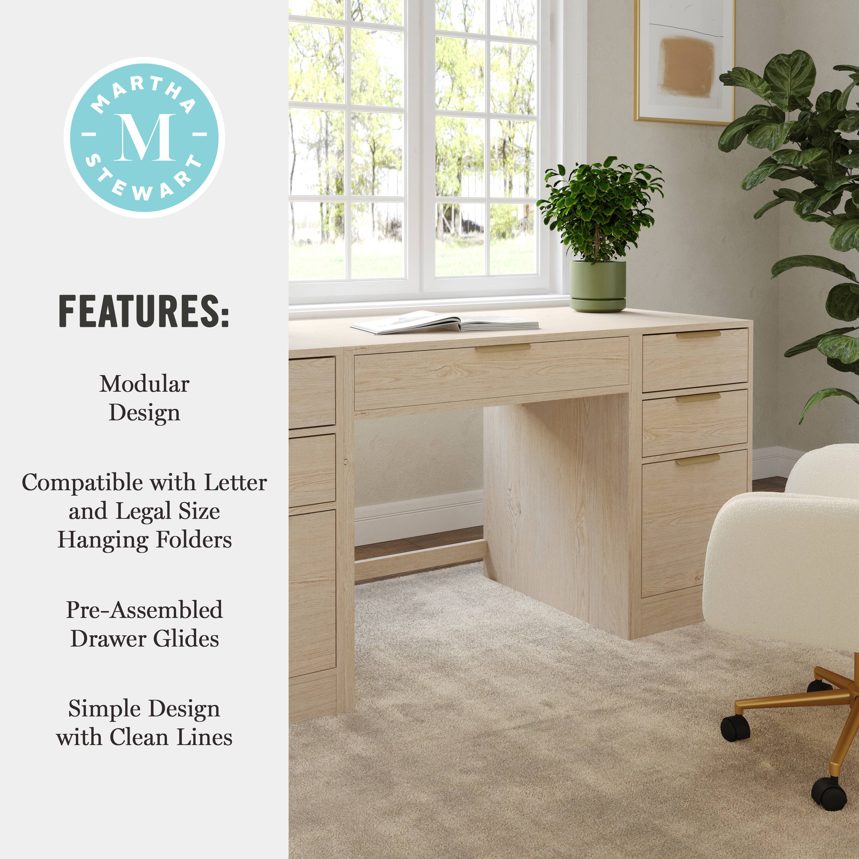 MARTHA STEWART FEATURES: Modular Design, Compatible with Letter and Legal Size Hanging Folders, Pre-Assembled Drawer Glides, Simple Design with Clean Lines.