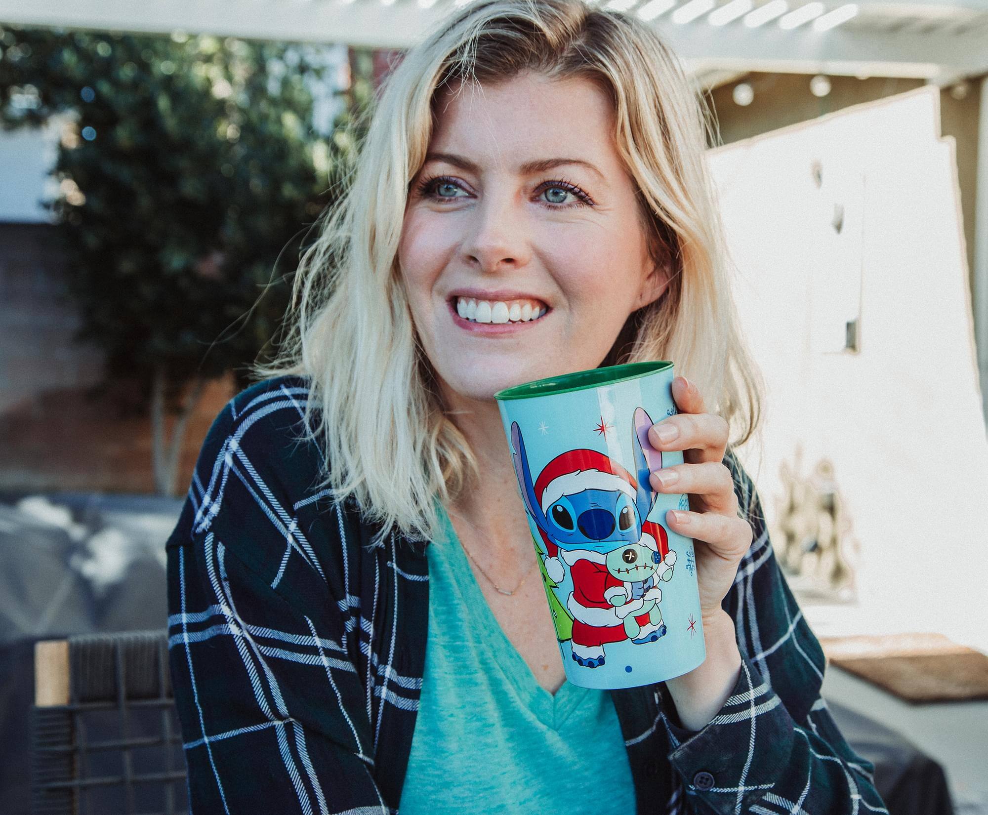 Alt View 3. Silver Buffalo - Disney Lilo & Stitch Santa Stitch 4-Piece Plastic Cup Set | Each Holds 22 Ounces - Blue.