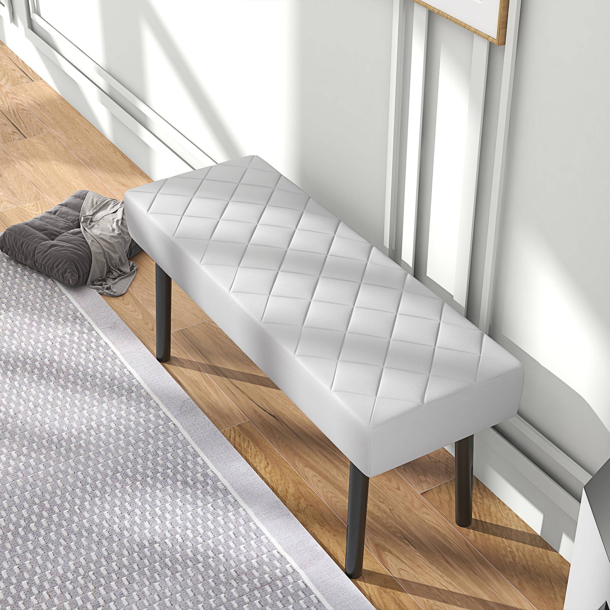 Alt View 7. Homcom - Modern Ottoman Bench (39.4"), Faux Leather Upholstered End of Bed Bench with Metal Legs & Padded Seat (Rectangular) - gray.