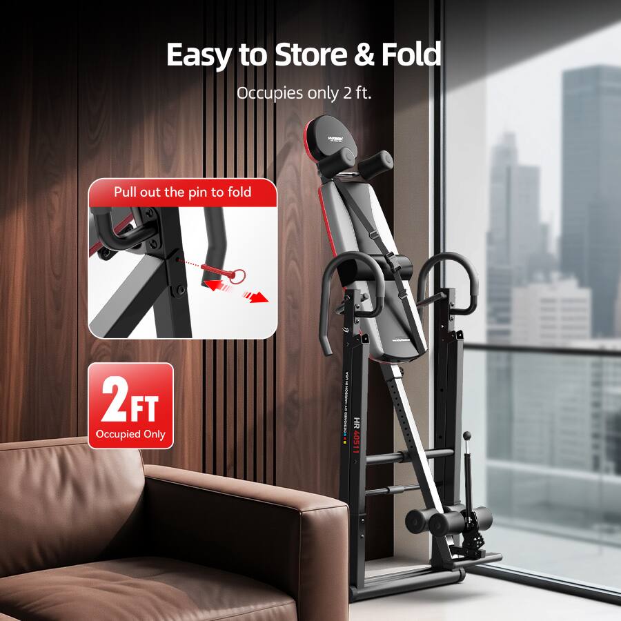 Easy to Store & Fold  
Occupies only 2 ft.  

Pull out the pin to fold  

2 FT  
Occupied Only  

HR 405