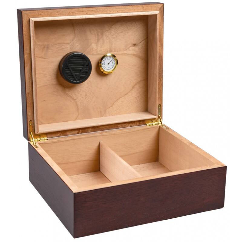 Alt View 6. Prestige - Chardonnay Small Cigar Humidors - Dark Walnut Wood Finish.
