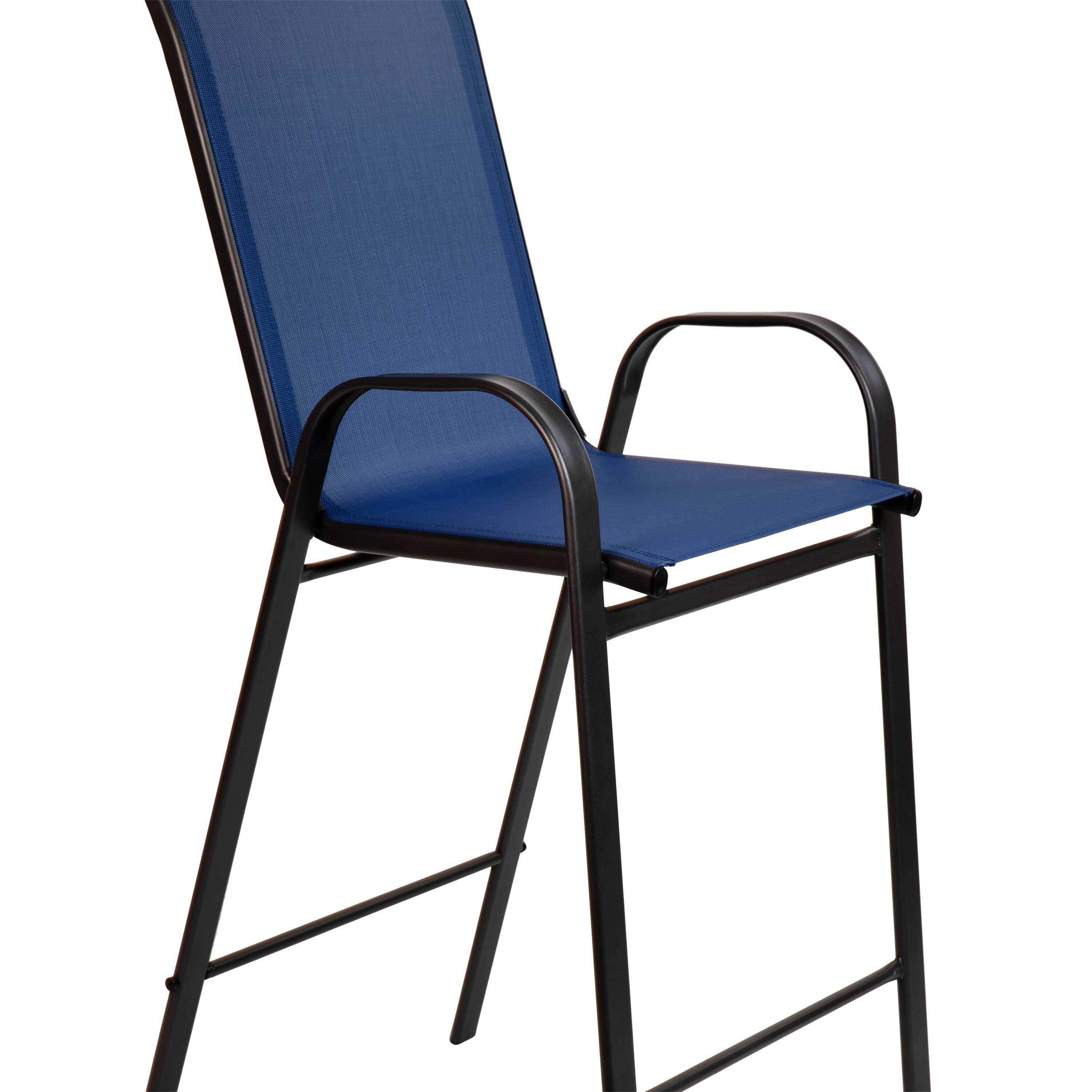 Alt View 9. Emma + Oliver - 4 Pack Outdoor Barstools with Flex Comfort Material-Patio Stool - Navy.