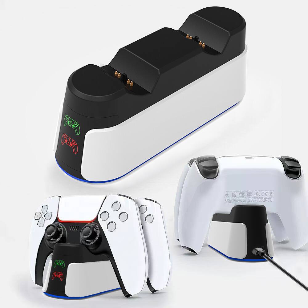 Alt View 2. Cluzine - For PS5 Elite Controller Charging Dock Dual Charging Station with RGB Light & Charging Protection.