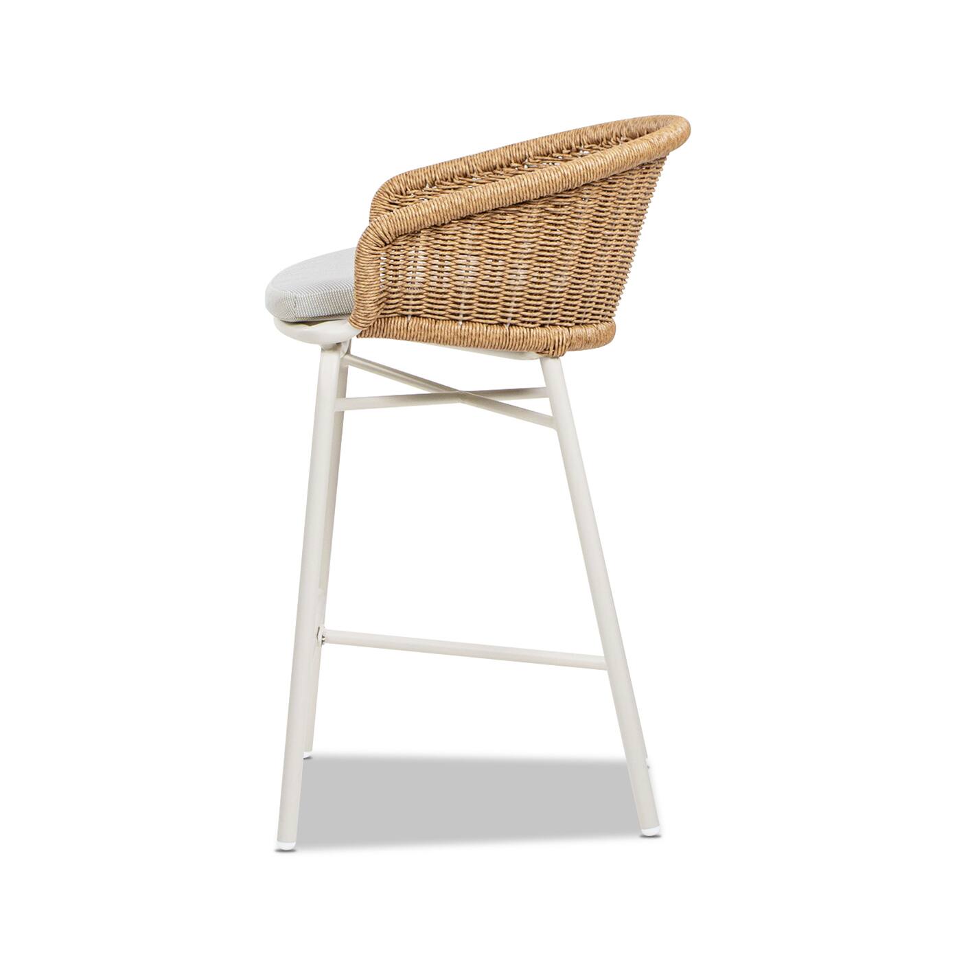 Alt View 1. Mondawe - Set of 2 Wicker Back Outdoor Bar Stool - Beige.