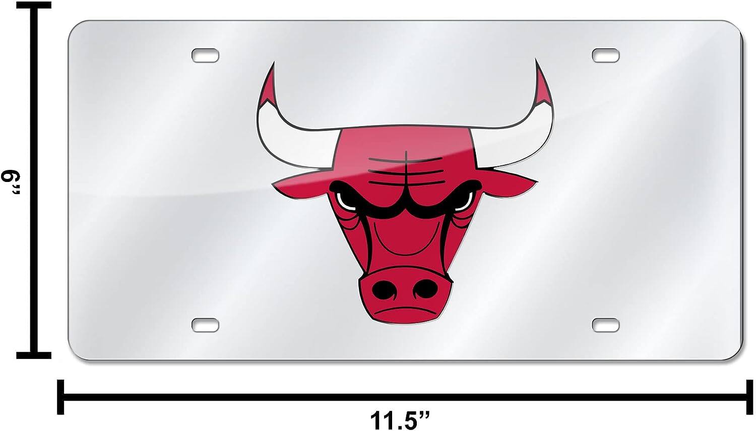 Alt View 3. Rico Industries - Chicago Bulls NBA Logo Silver Mirror Look LASER License Plate - Multi.