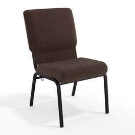 Emma + Oliver - Church Chair 20.5 in. Wide - Java Fabric/Black Frame