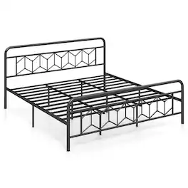 Kadyn - Platform Bed Frame Bedroom Bed FramePlatform Bed with High Headboard and Snap Lock Metal SlatsKing Size - King Size