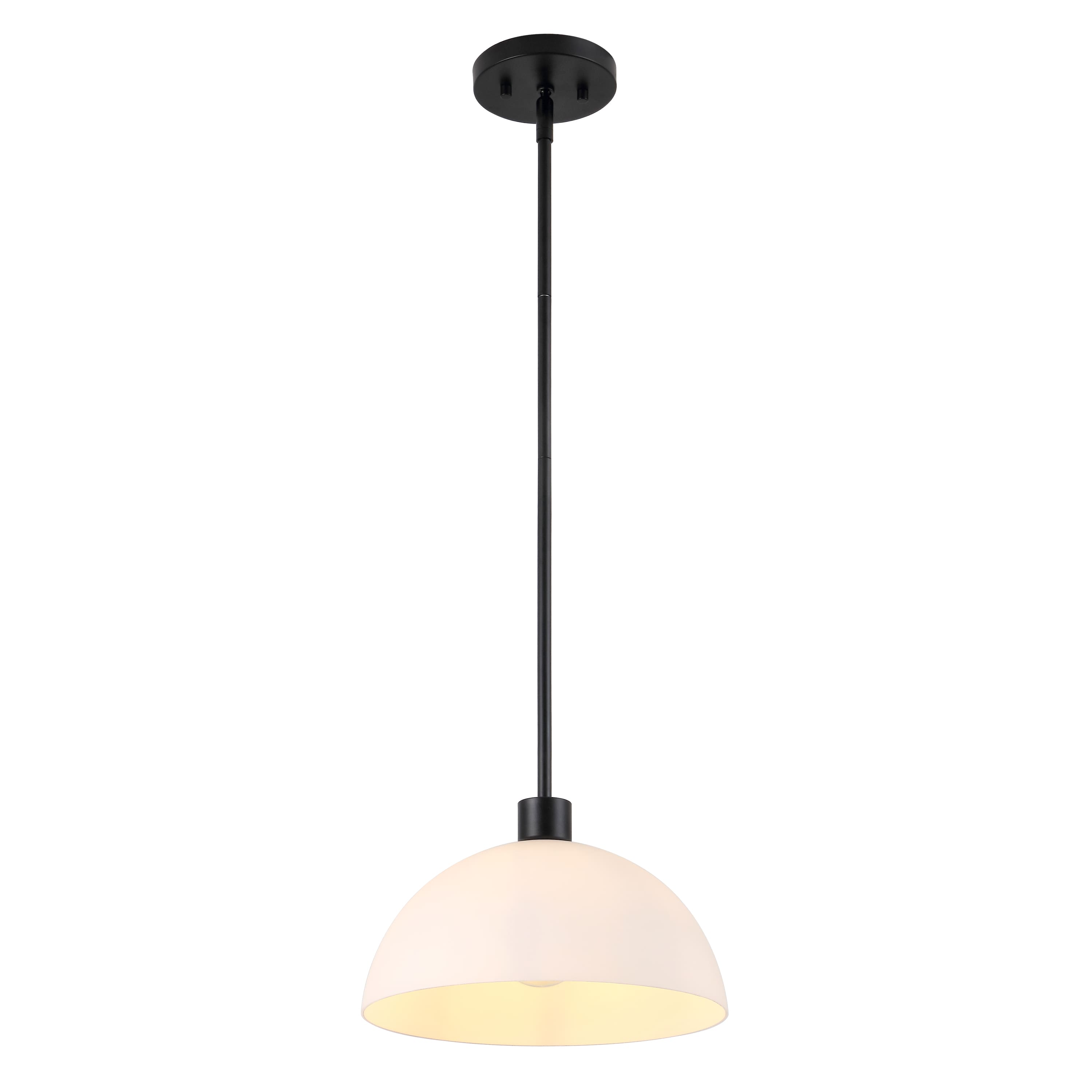 "Jonathan Y - Solene 11.75"" 1-Light Modern Contemporary Adjustable Metal/Glass Dome LED Pendant - Black/White" price history on PriceWatchPro