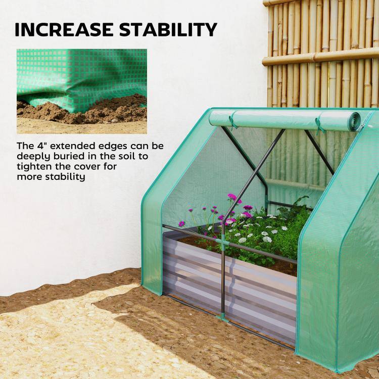INCREASE STABILITY

The 4" extended edges can be deeply buried in the soil to tighten the cover for more stability
