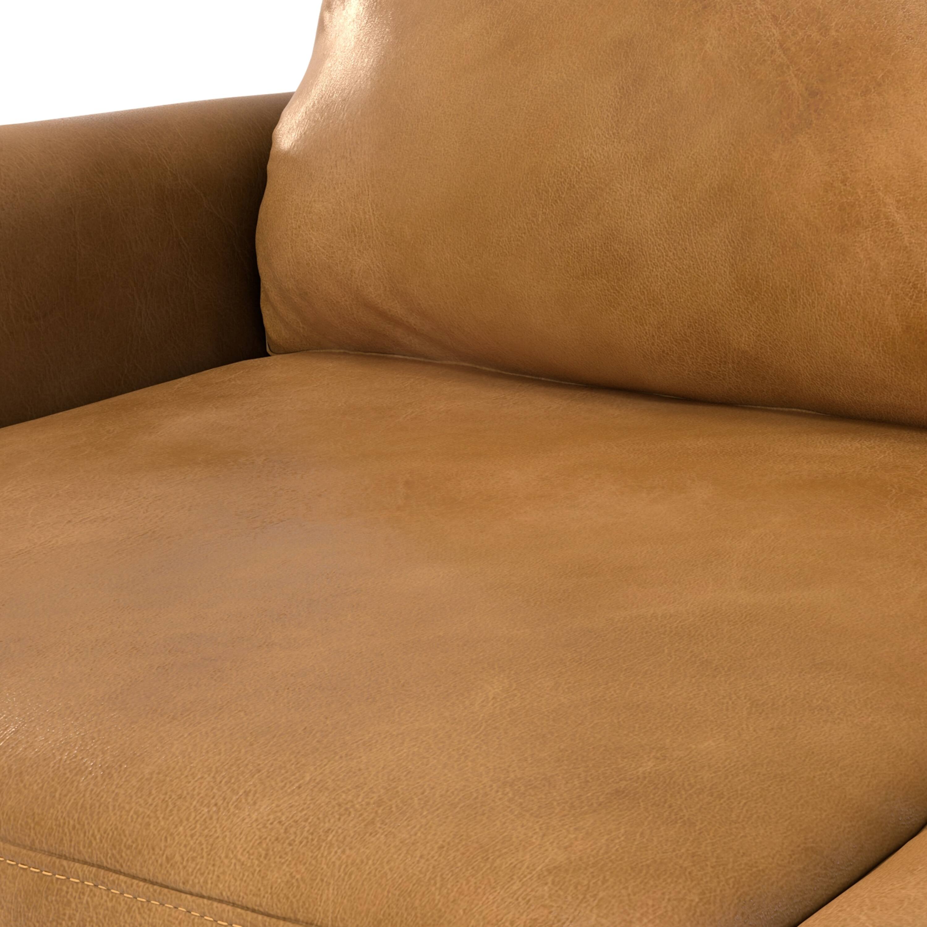 Alt View 5. Simpli Home - Livingston 76 inch Wide Mid-Century Modern Sofa in Sienna Top Grain Genuine Leather - Sienna.