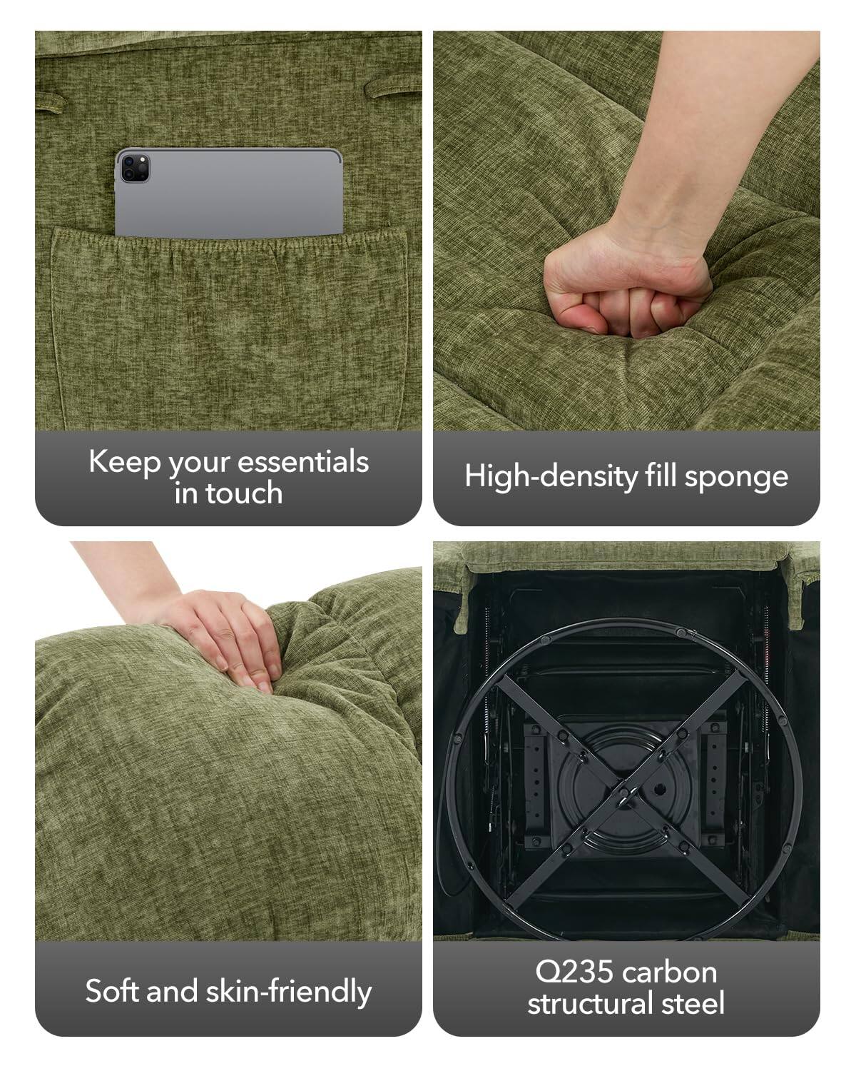 Keep your essentials in touch

High-density fill sponge

Soft and skin-friendly

Q235 carbon structural steel