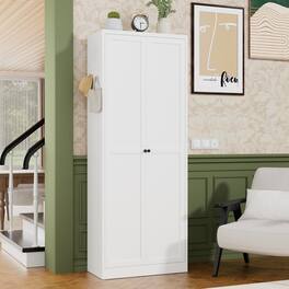 Anysun - 72" Metal Kitchen Pantry Cabinet with Doors & Adjustable Shelves, Tool-Free Assembly Heavy-Duty Storage Organizer - White