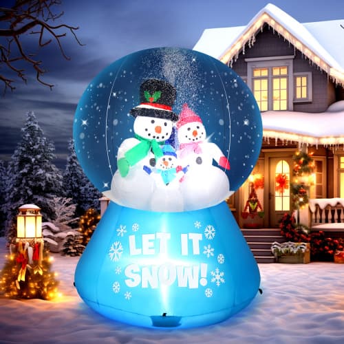 Winado - 6FT Christmas Inflatable Snow Globe with Snowman Family, Lights for Indoor Outdoor Holiday Lawn Yard Garden Decoration - Blue