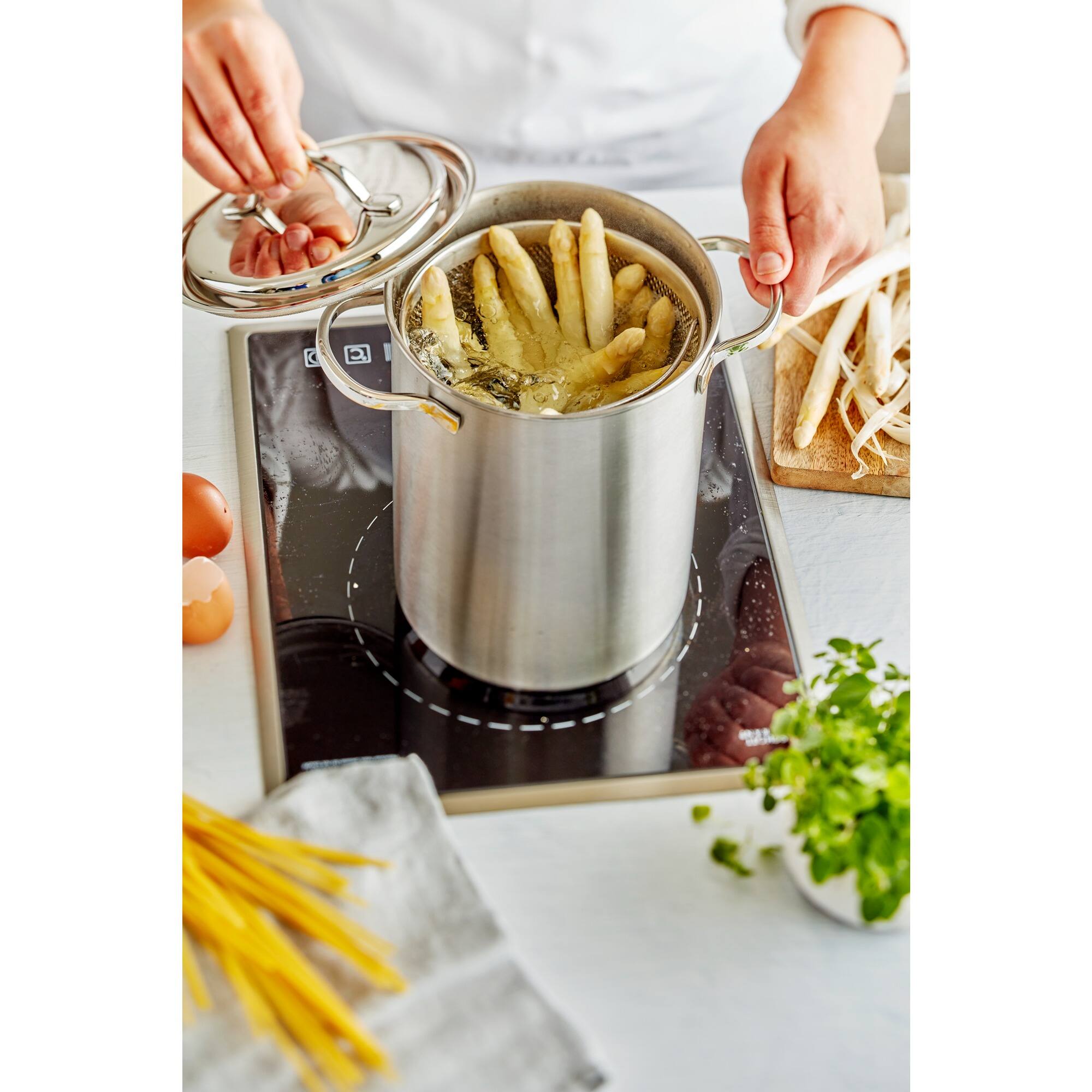 Alt View 7. Demeyere - Demeyere Resto 4.8-qt Stainless Steel Asparagus/Pasta Cooker Set - Stainless Steel.