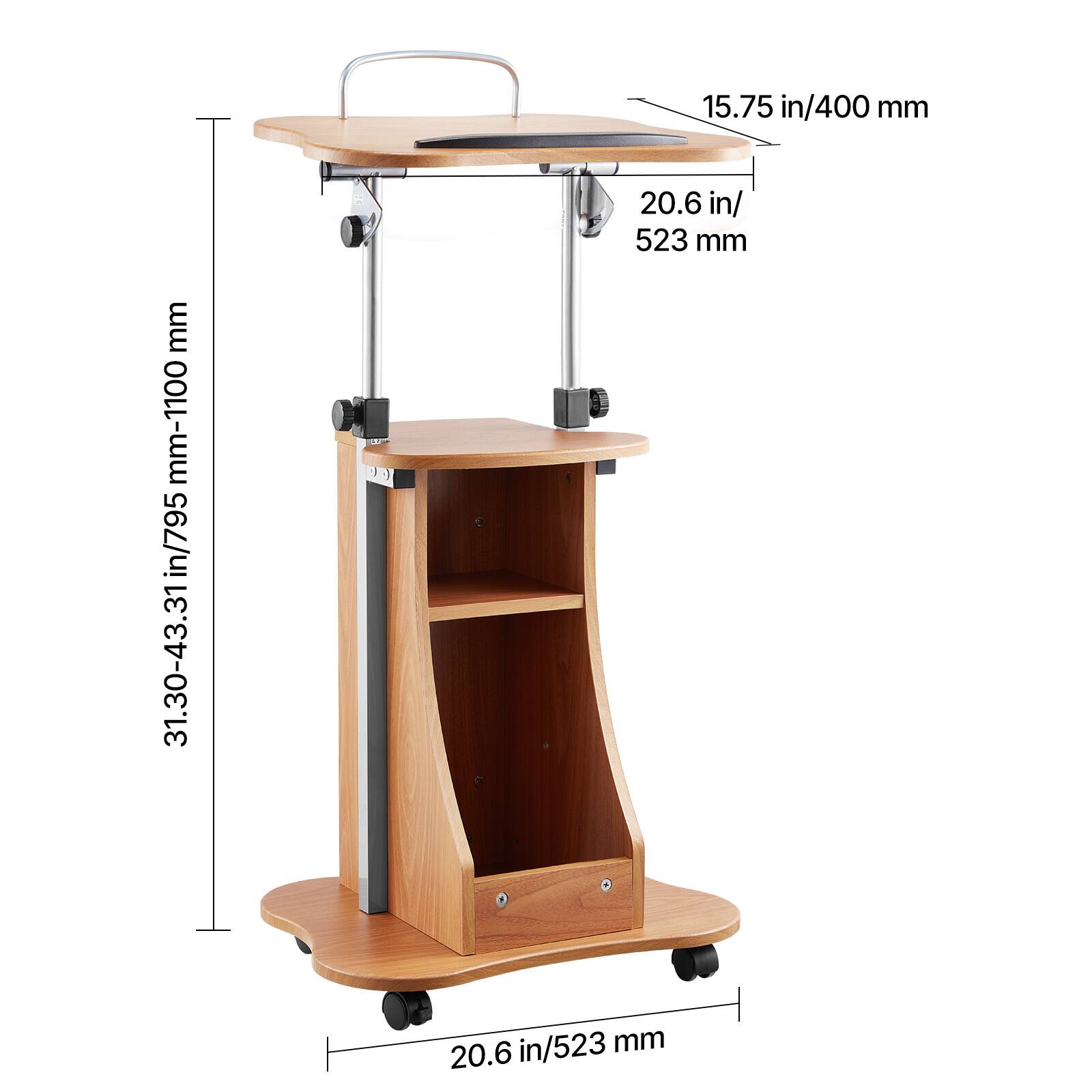 - Width: 15.75 in / 400 mm
- Depth: 20.6 in / 523 mm
- Height: 31.30-43.31 in / 795-1100 mm
- Base Width: 20.6 in / 523 mm