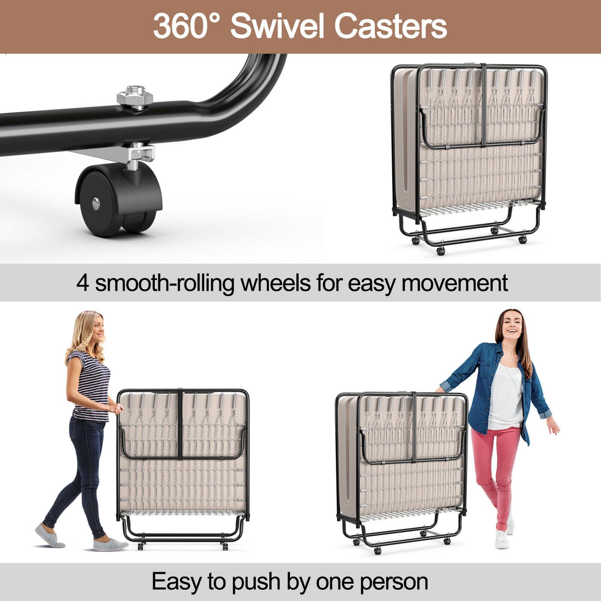 360° Swivel Casters
4 smooth-rolling wheels for easy movement
Easy to push by one person