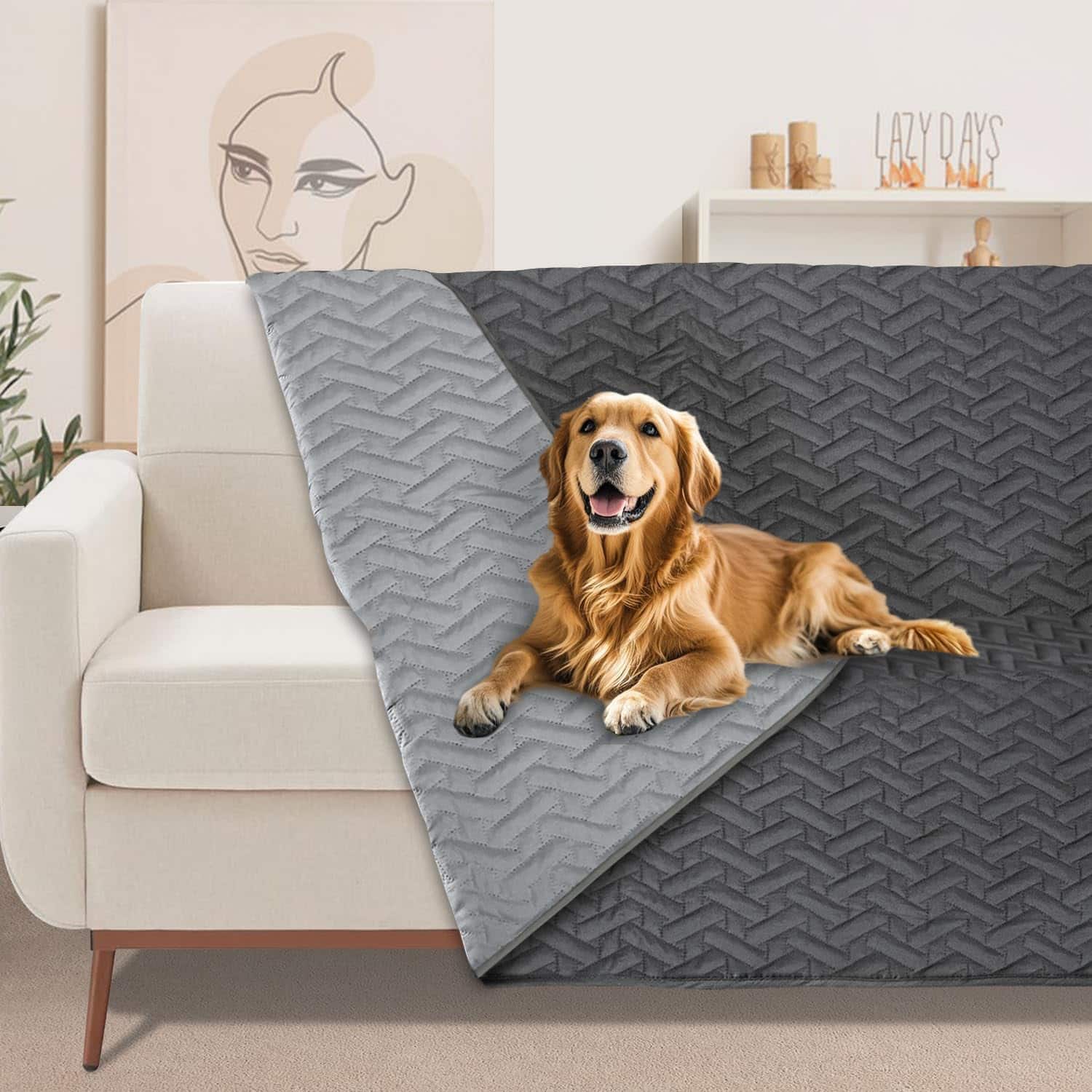 Fabibe - Waterproof Dog Couch Cover Soft Pet Bed Furniture Sofa Car Protector For Puppy Cat And 102" X 82" 1 Pack - Grey-30x90 Inch