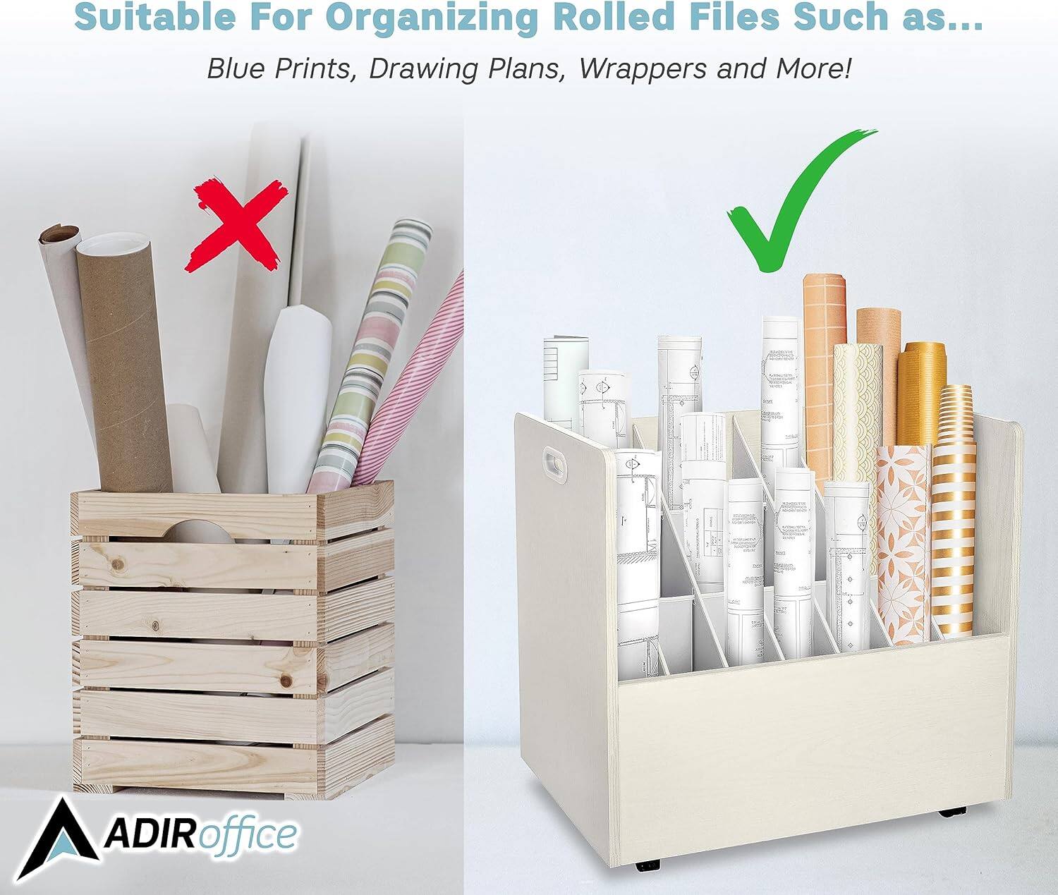 Suitable For Organizing Rolled Files Such as... Blue Prints, Drawing Plans, Wrappers and More! ADIRoffice