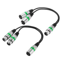 Unique Bargains - 2pcs XLR Splitter Cable, 1F to 2M & 1M to 2F Y Cables for Balanced Audio, Mixers, Microphones - Green Circle