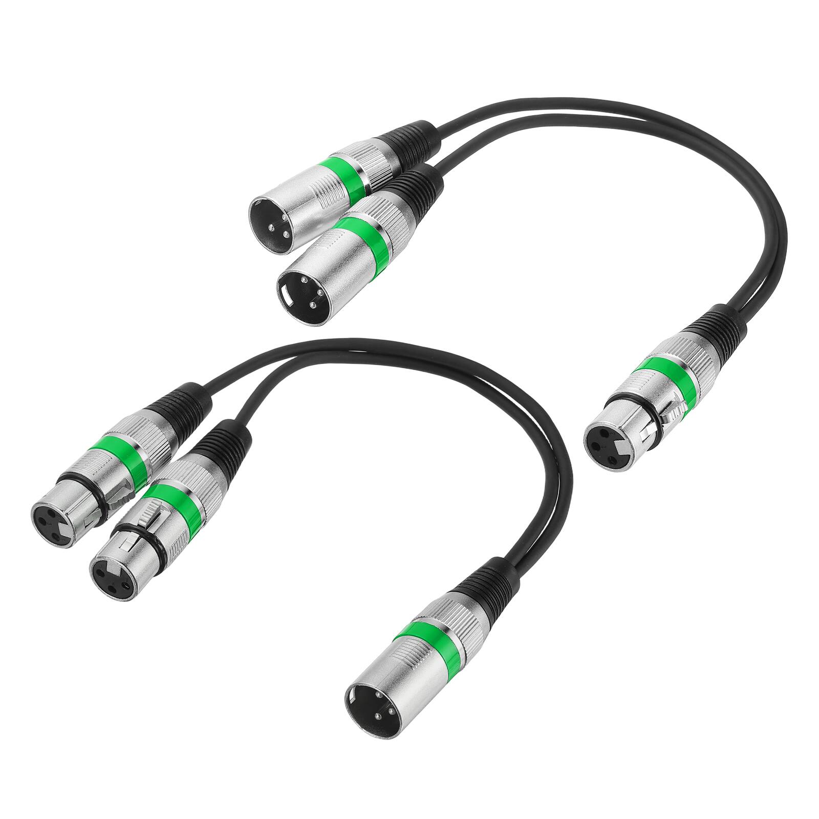 Front. Unique Bargains - 2pcs XLR Splitter Cable, 1F to 2M & 1M to 2F Y Cables for Balanced Audio, Mixers, Microphones - Green Circle.